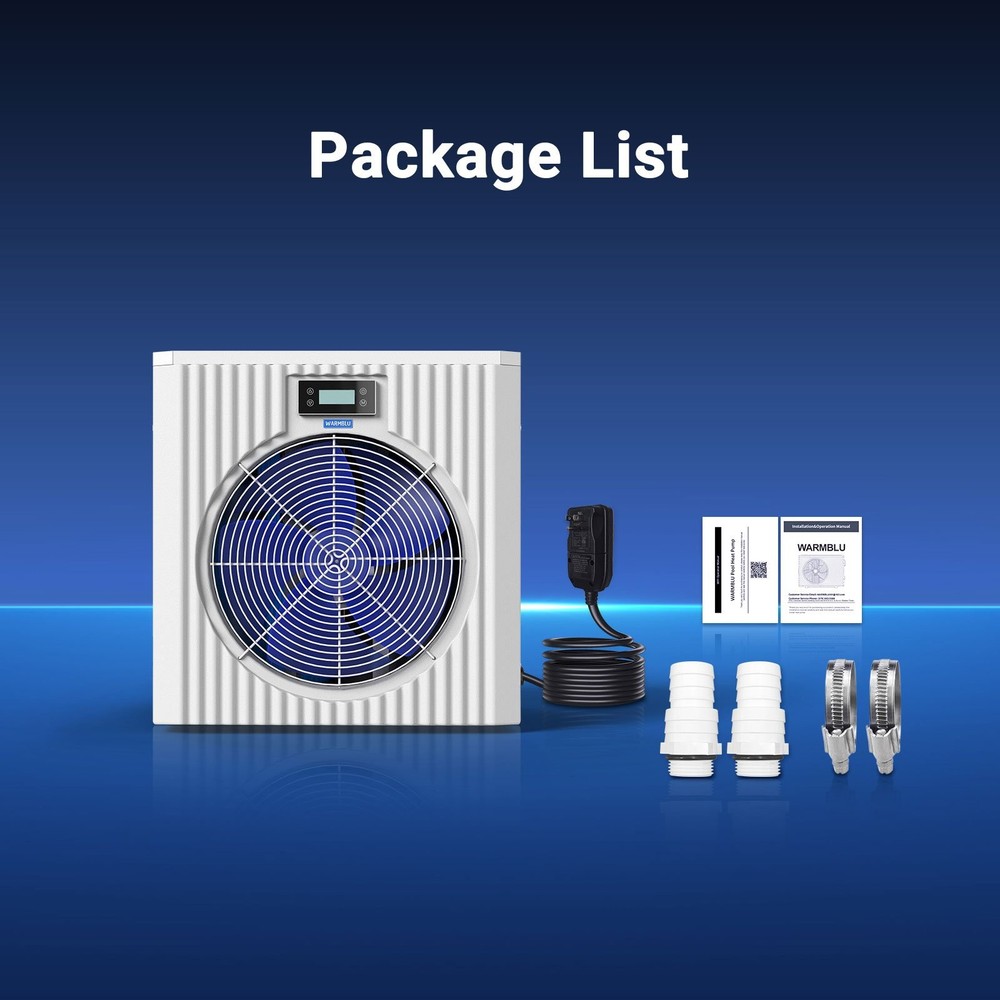 18,000 BTU Pool Heater, WiFi Control, High Efficiency COP 4.1, 5000 Gallon