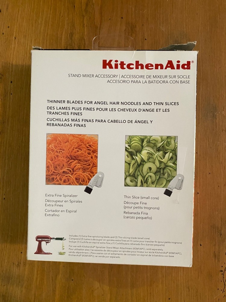 Kitchen Aid Mixer Attachment Spiralizer Thin Blade Set 2 Pack