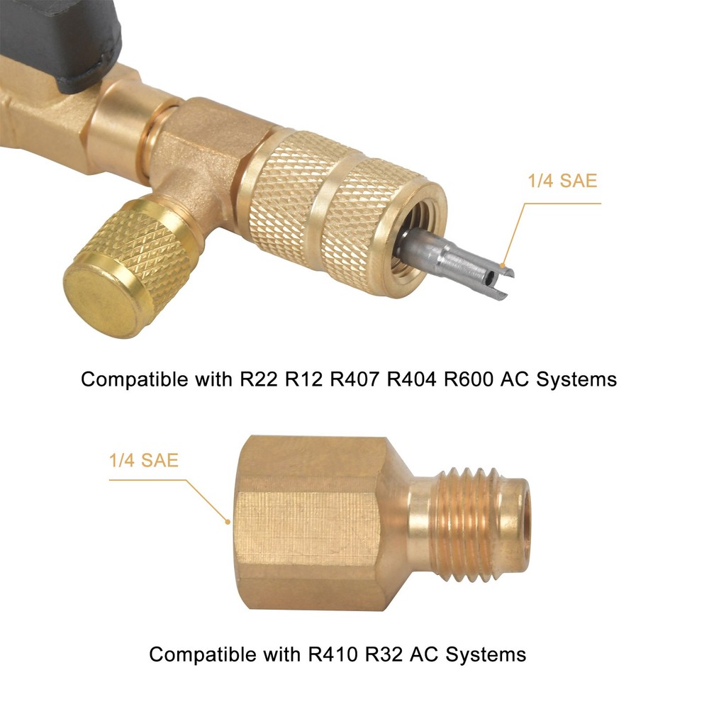 Valve Core Remover Installer Tool & HVAC Service Wrench with Hex Bit Adapter Kit