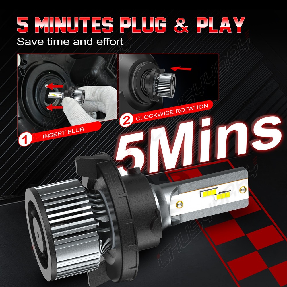 For Jeep Wrangler 2010-2024 LED Headlight High Low Beam Fog Light Bulbs Combo