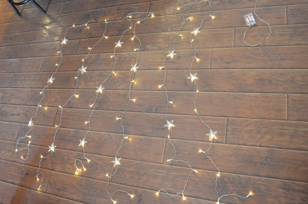 4 Strands LED Christmas Wedding String Lights,Stars,4 ft x 4 ft Window Drape