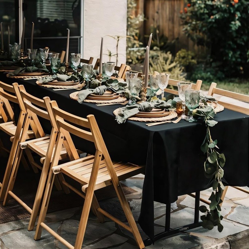Black Tablecloths 8 Pack Rectangular Polyester Seamless Reusable Events Dining