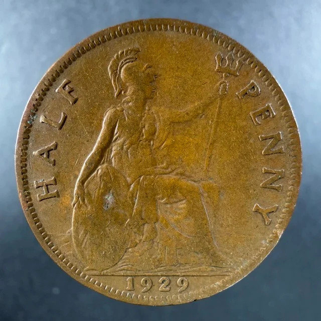 1929 Great Britain Half Penny Lightly Circulated