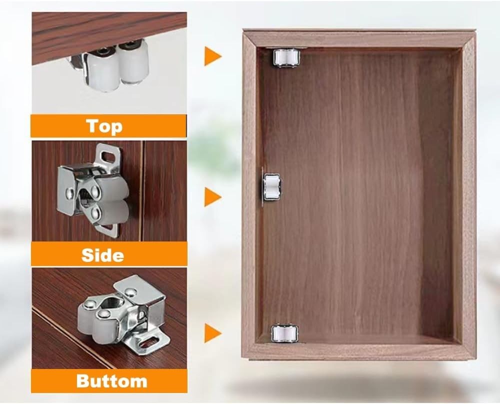 Sturdy 6 Pack Double Roller Cabinet Latch Set - Easy Installation and Security