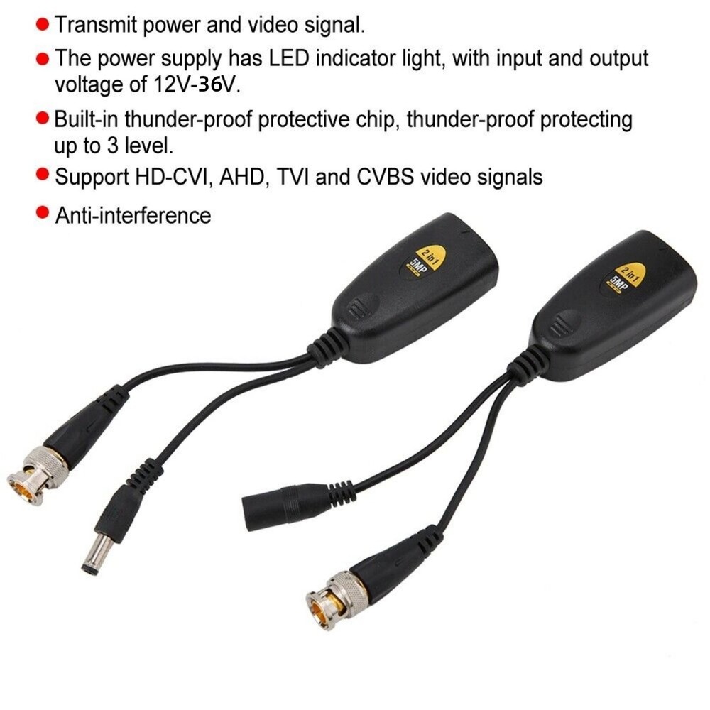 2 PCS BNC To POE Adapter Balun Connector Twisted Pair Transmitter Accessories