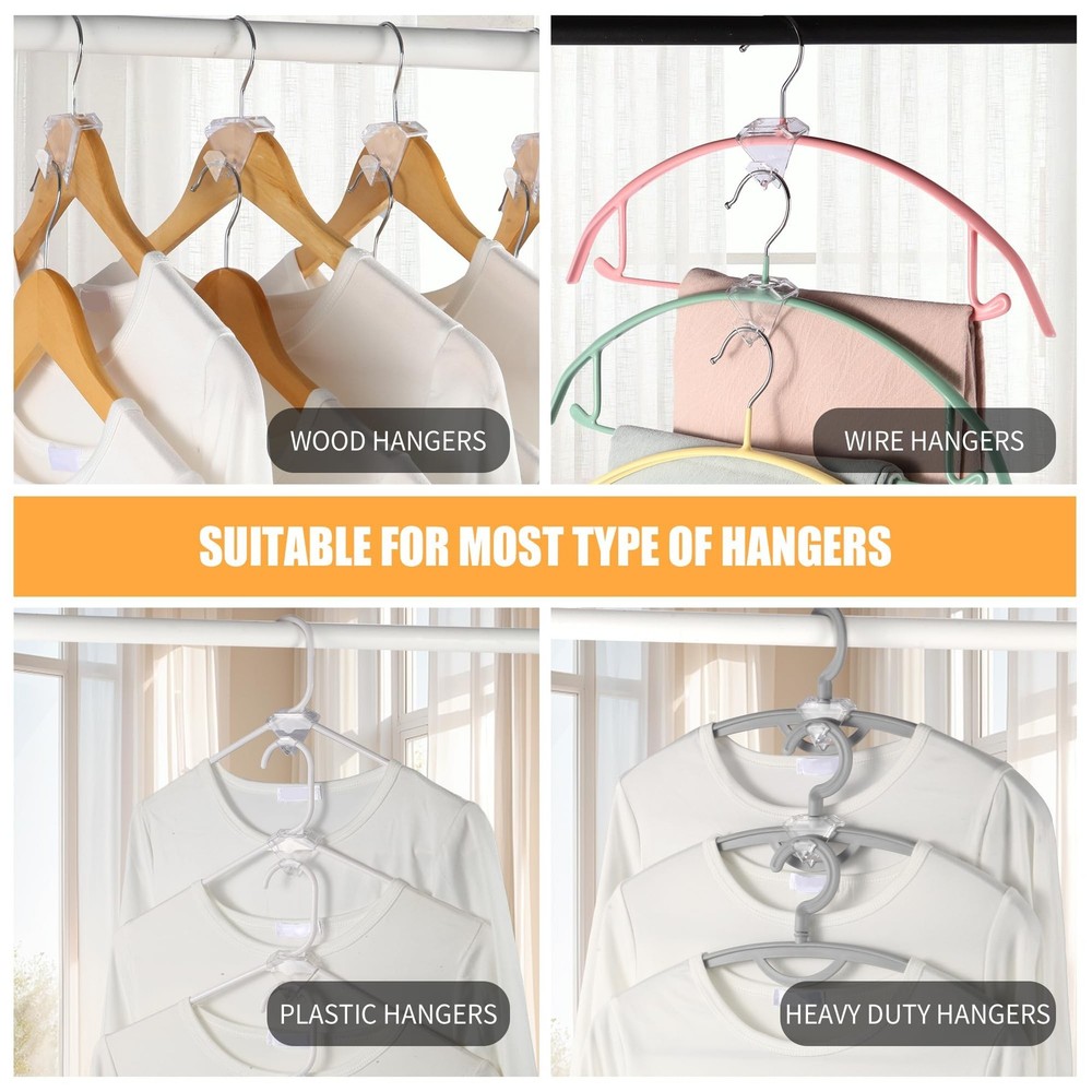 SLMT Space Saving Hanger Hooks 30 Pack, Clear Clothes Hanger Connector Hooks,...