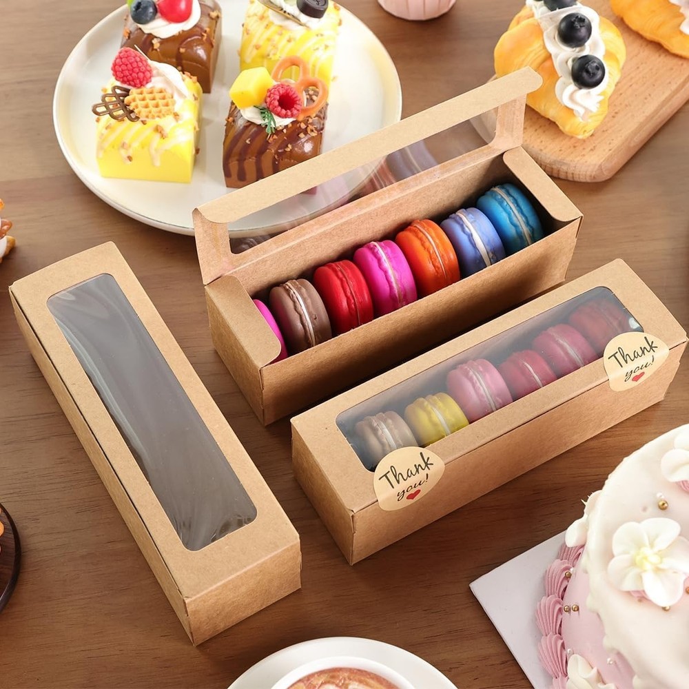 Chic Brown Macaron Boxes 36 Pack - Perfect for Sweets & Gift Presentation