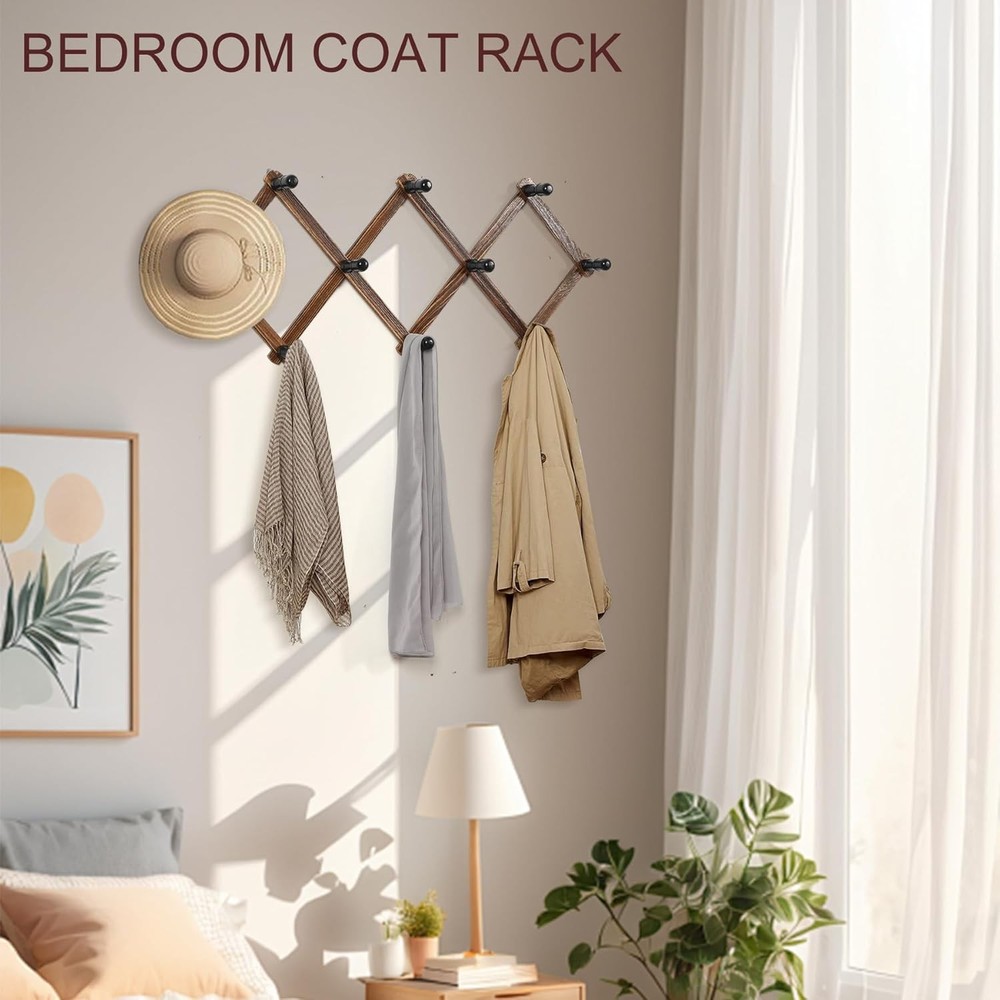 2 Pack Accordion Hat Rack for Wall - Expandable Coat Rack & Wall Mounted