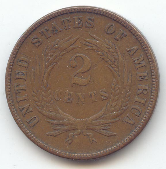 1870 Two Cent Piece, 2c, XF