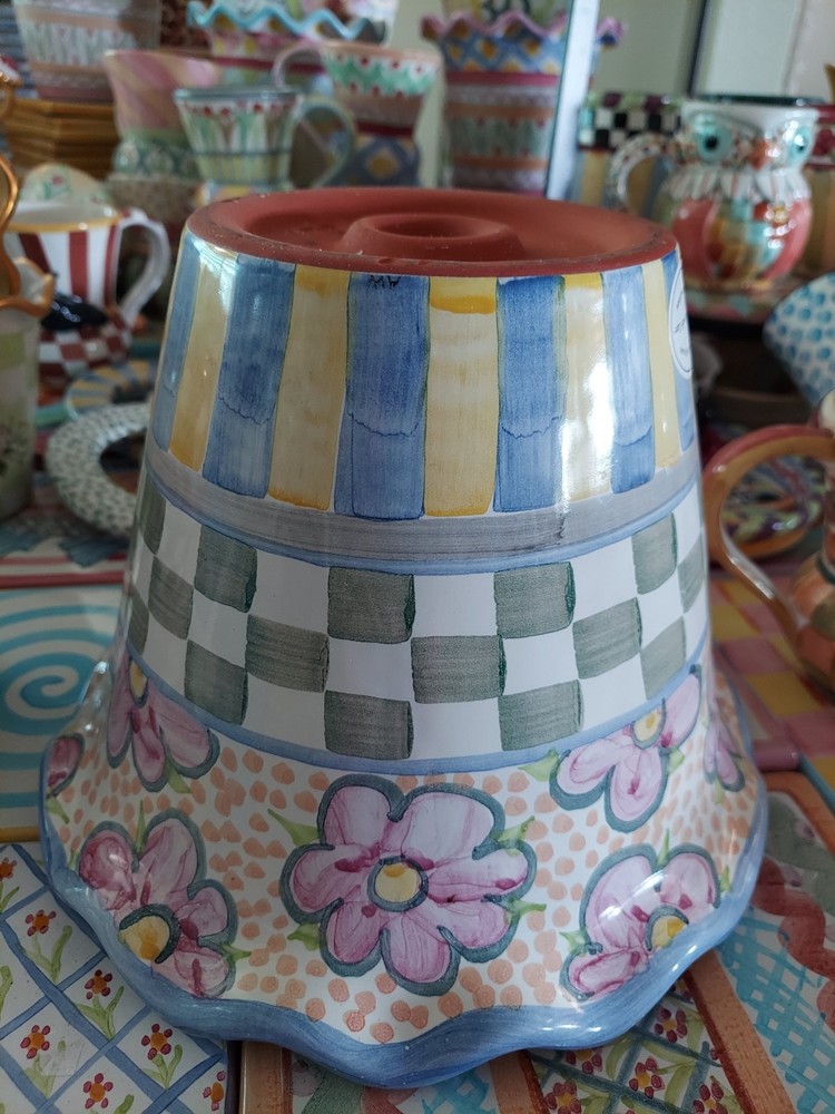 Mackenzie-Childs Myrtle Ceramic Fluted Flower Pot