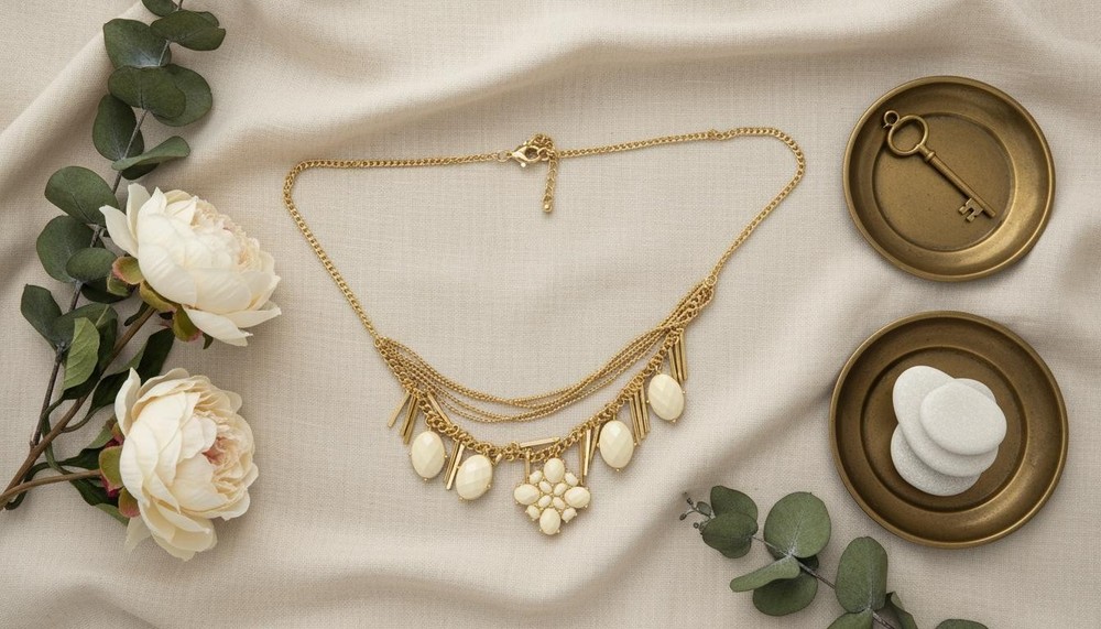 Ivory Cluster & Gold Chain Necklace