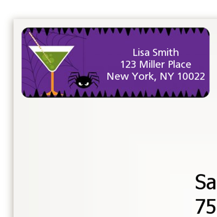 Funky Martini Spider Halloween Personalized Return Address Rectangle 27 Stickers