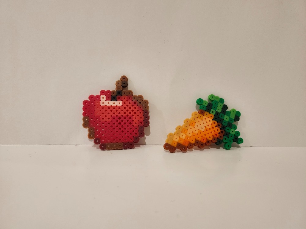 Minecraft Perler Bead Apple & Carrot