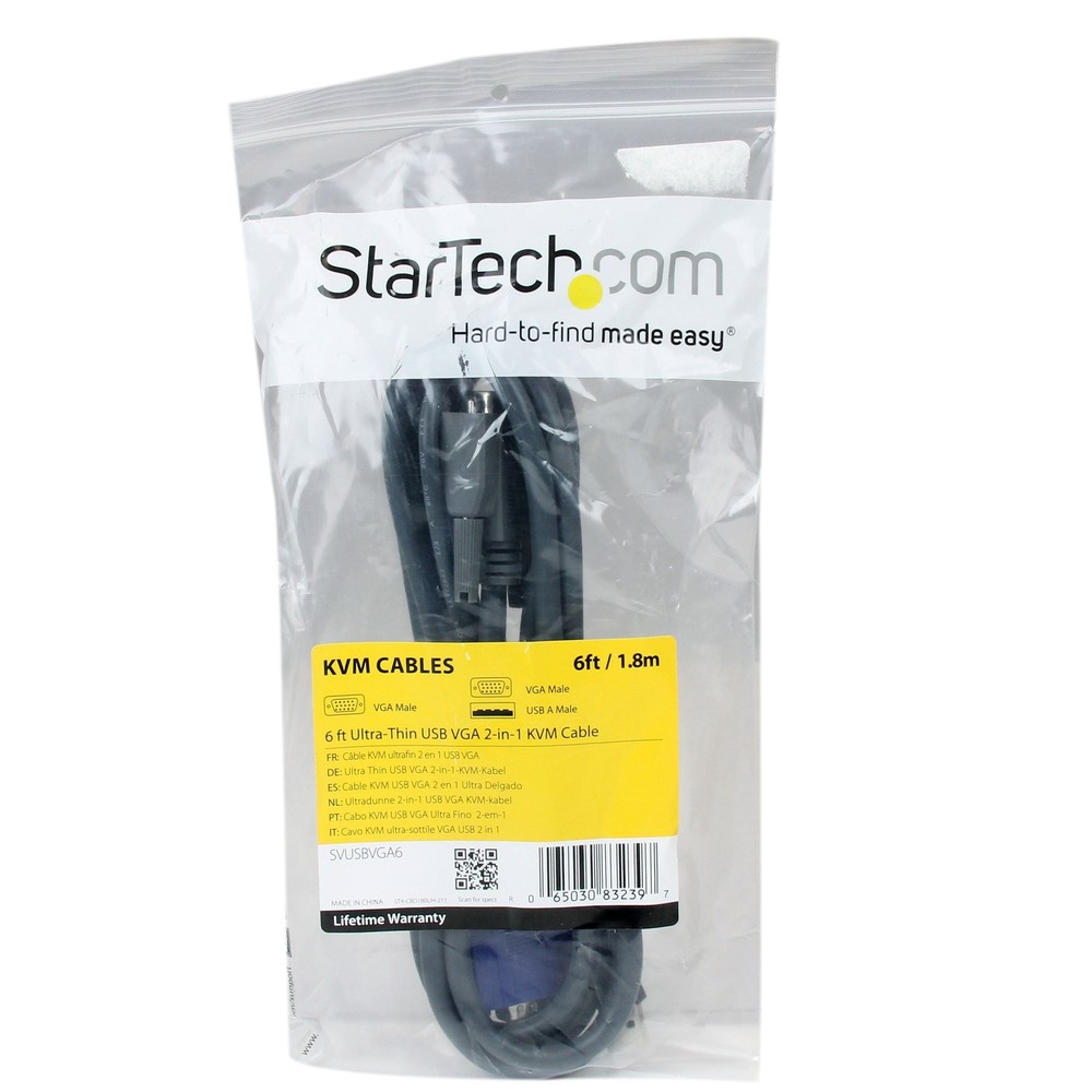 StarTech.com 6 ft Ultra-Thin USB VGA 2-in-1 KVM Cable (SVUSBVGA6) 6 ft / 2m