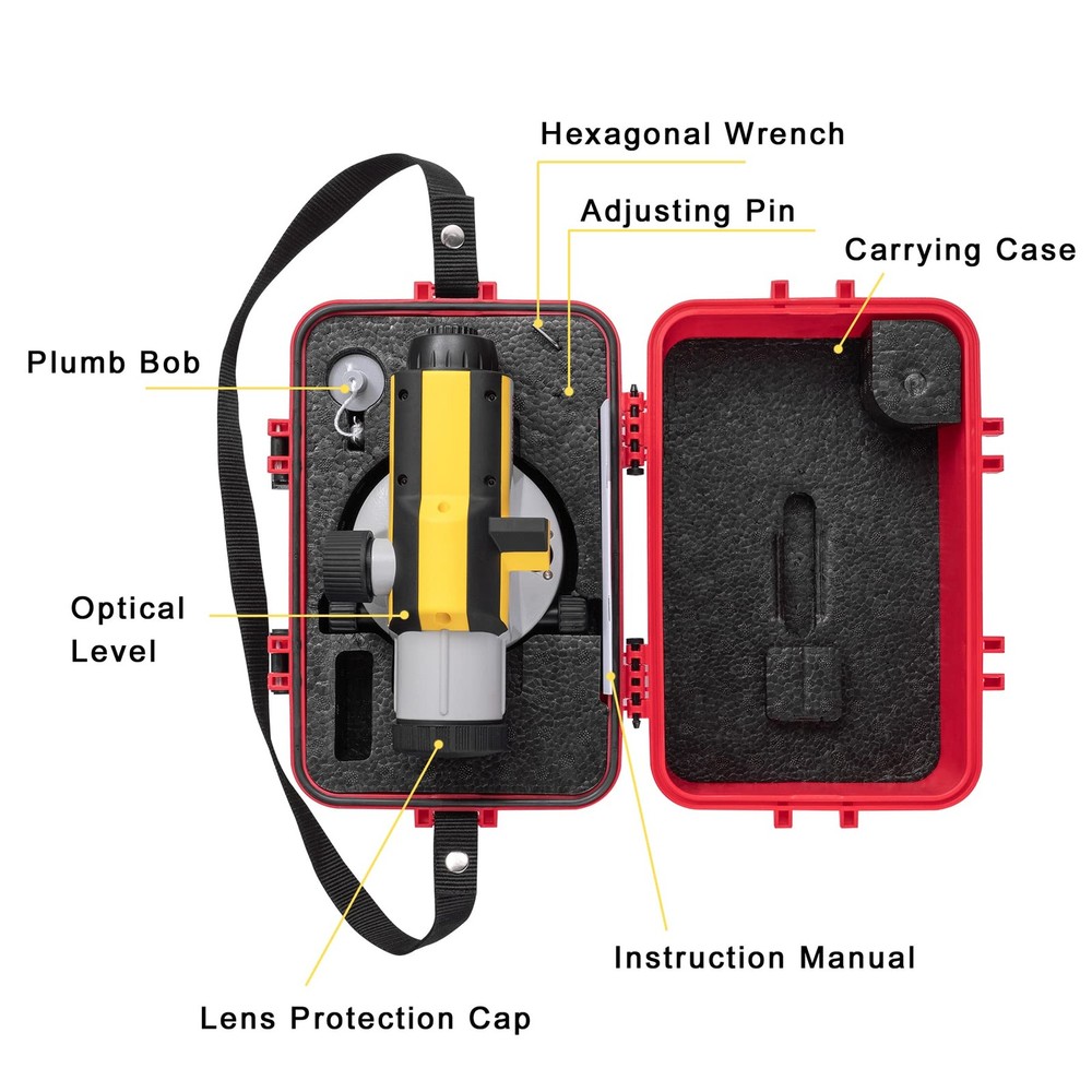 32X Automatic Optical Level Kit with Self-Leveling Magnetic Dampened Compensa...