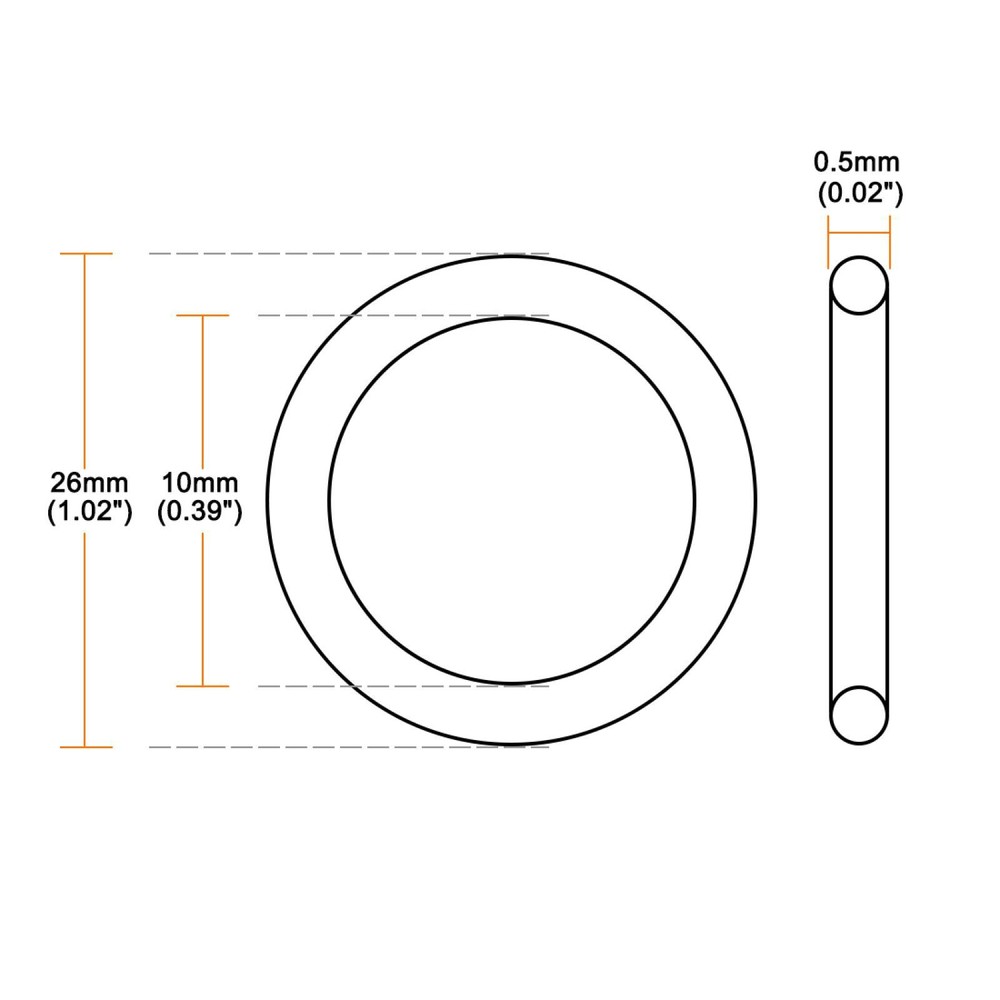 26mmx10mmx0.5mm Air Compressor Compression Piston Ring Yellow