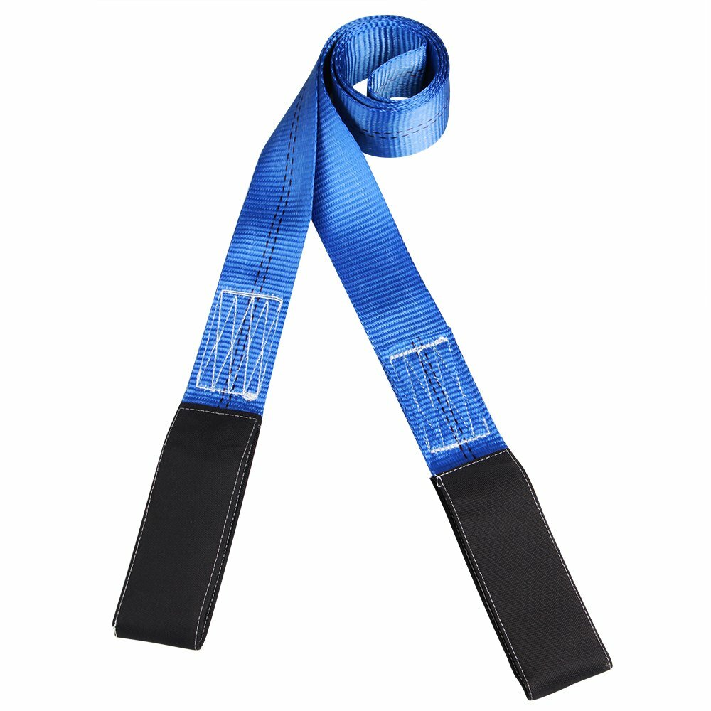 6' x 2" Blue Nylon Web Sling Lift Tow Strap Heavy Duty Polyester Web Loop Ends