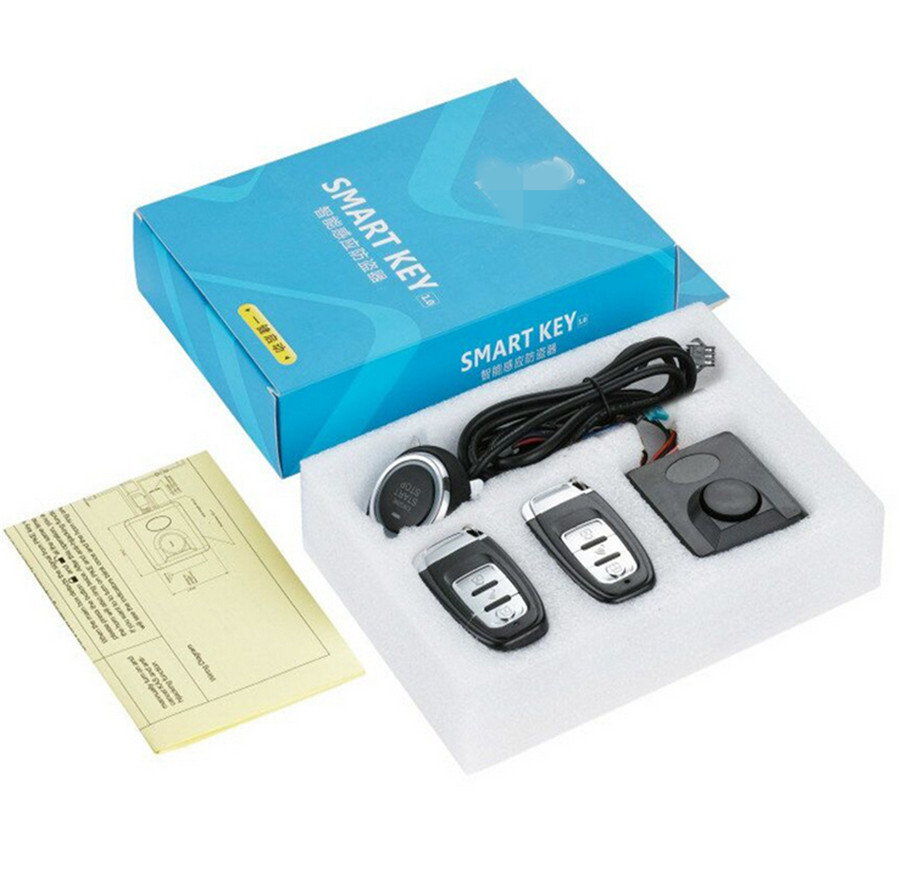 Keyless Entry Motorcycle Engine Start Push Button Ignition Starter Alarm Kit PKE