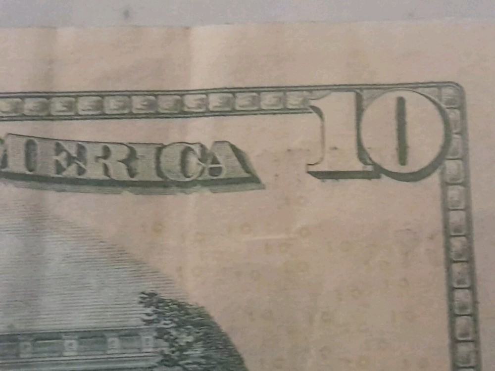 2017 A 10 Dollar Bill Ink Through Error