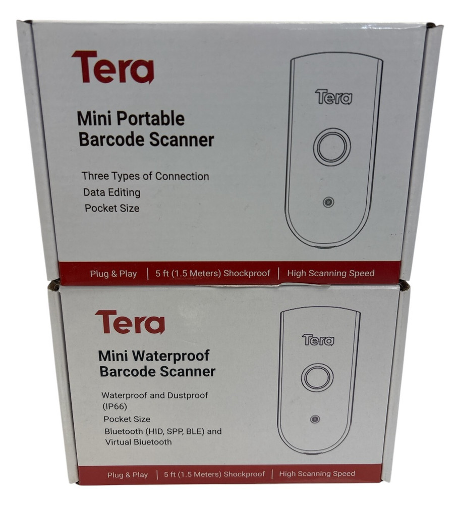 2 Tera 1100L Black Mini Handheld Portable Shockproof High Speed Barcode Scanner
