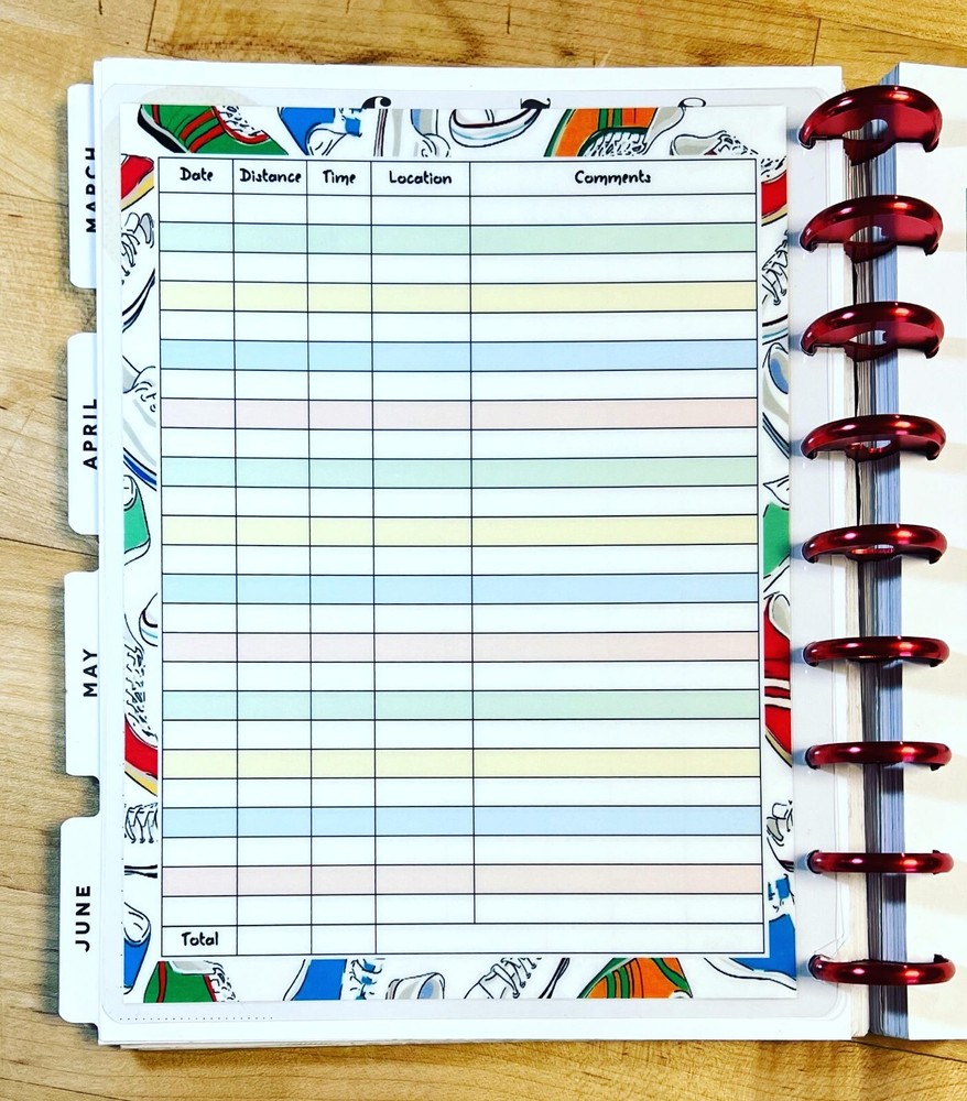 Running Mileage Distance Tracker Dashboard Insert 4 use with Happy Planner