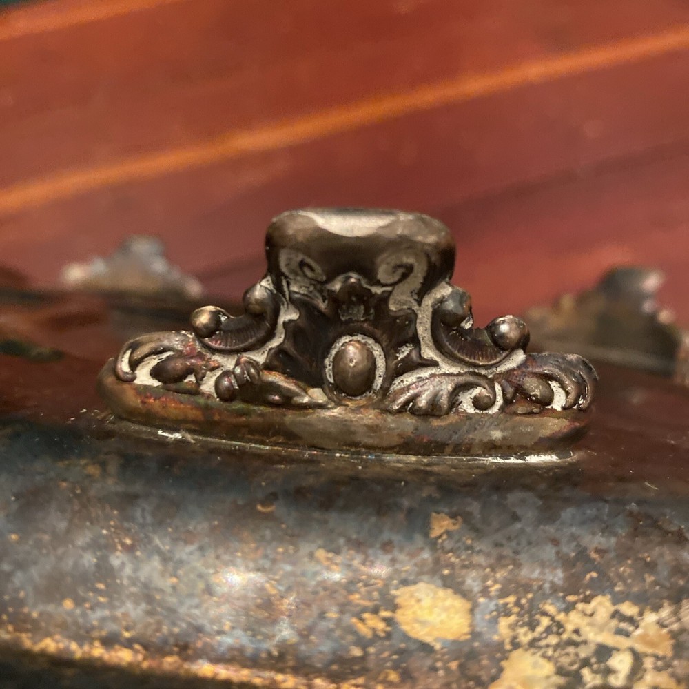 FB ROGERS Silver On Copper Oval Footed Serving Tree Trademark 1883 #1204