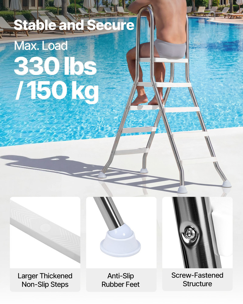 Above Ground Pool Ladder, Silver
