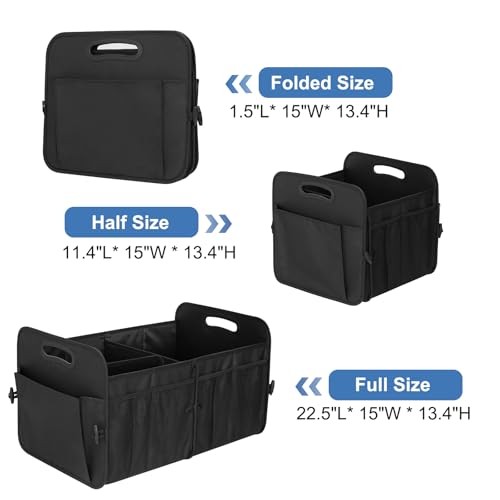 Trunk Organizer, Collapsible Waterproof Multi-Functional car Trunk Large Black