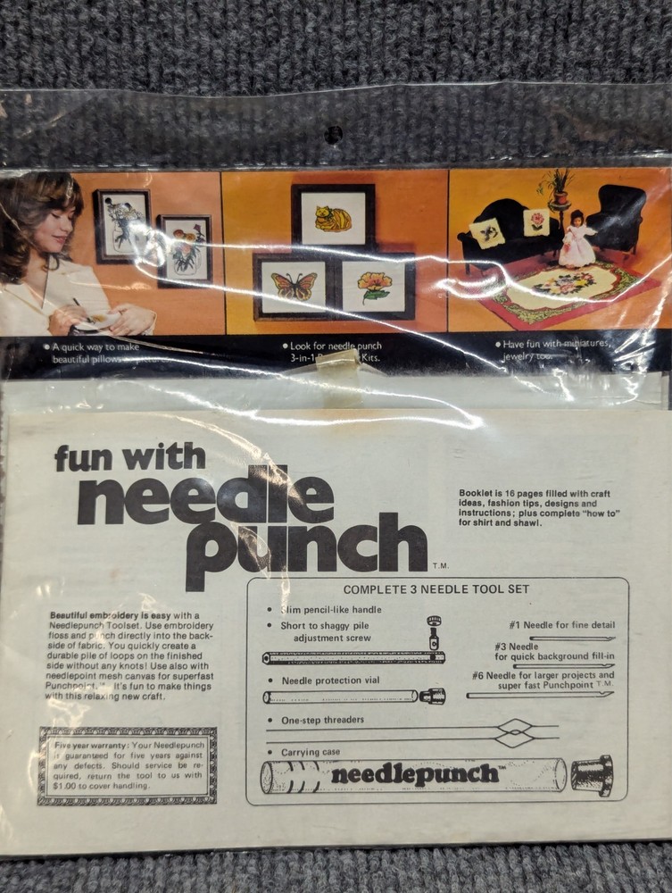 Needlepunch Toolset 1977 3 Adjustable Needles Embroidery New in Package