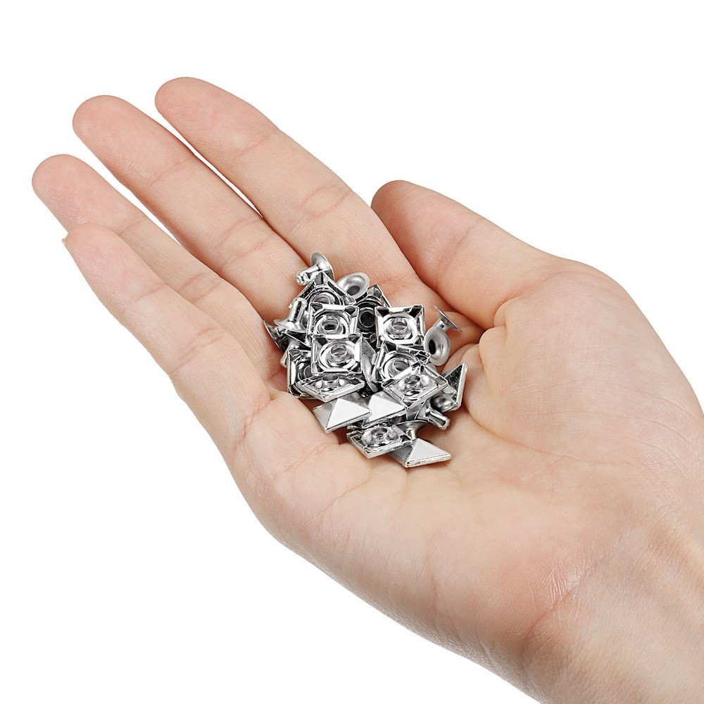 100 Set Spike Rivet 10mm Pyramid Rapid Studs Square Punk Spikes Leathercraft