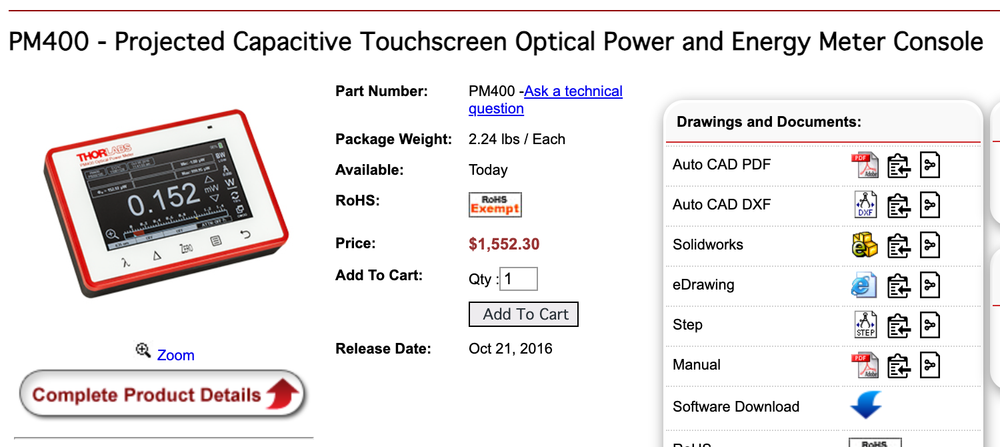 Thorlabs PM400, Power Meter