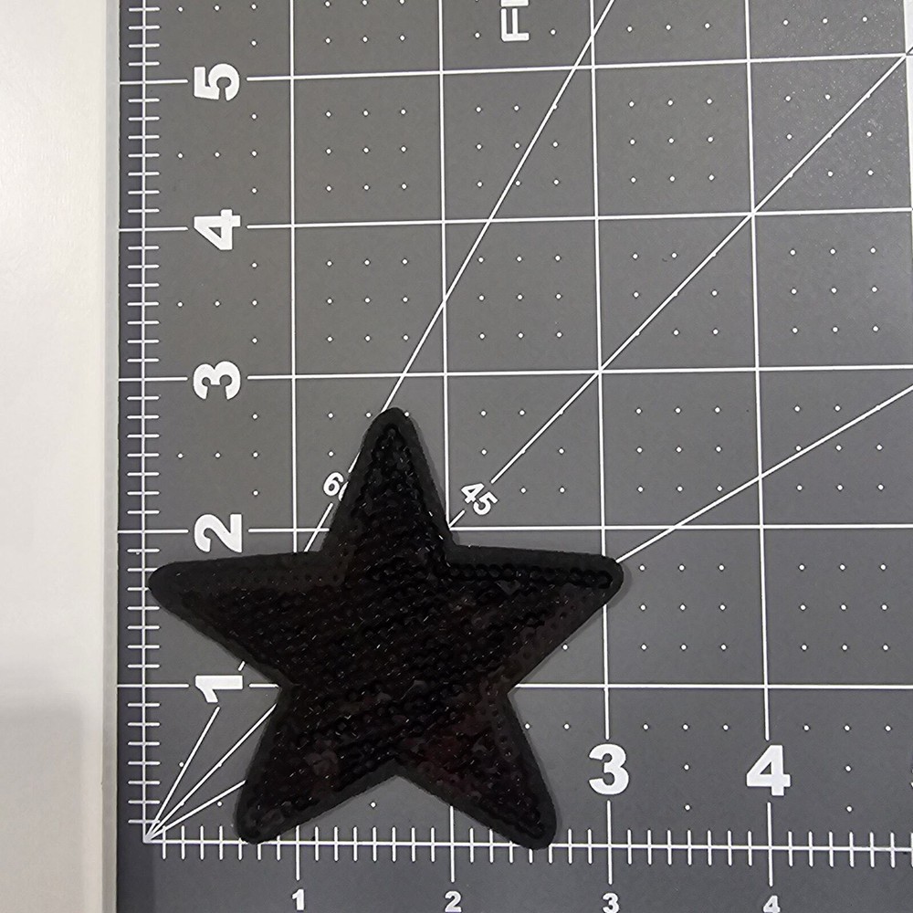 Sequin Black Star - Embroidered Patch