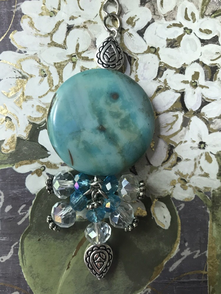 Blue fire agate gemstone crystal Keychain