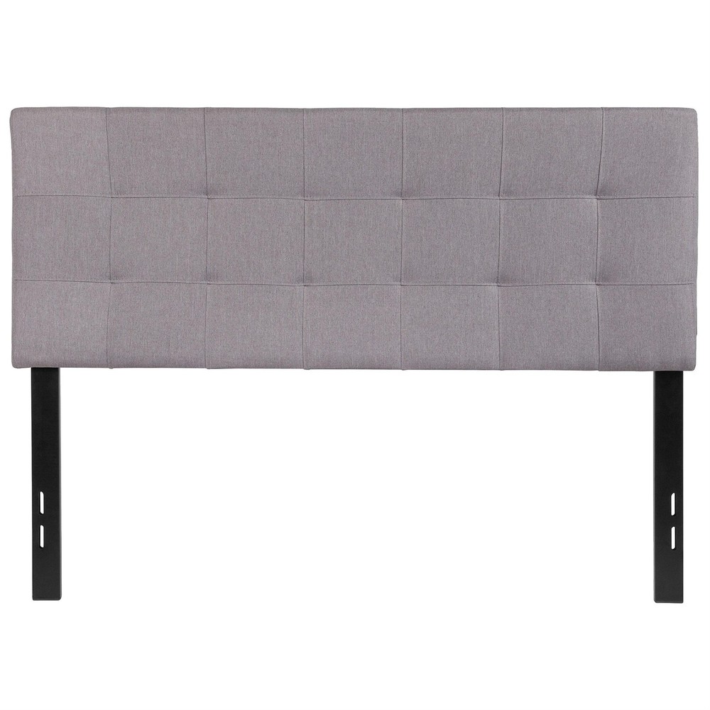 Bowery Hill Modern Tufted Full Panel Headboard in Light Gray