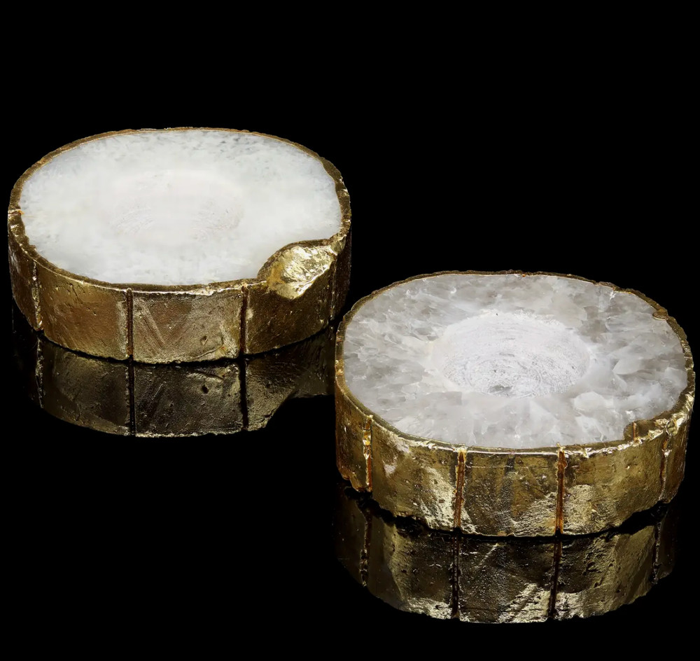 Agate Candle Holder / Gold Plated