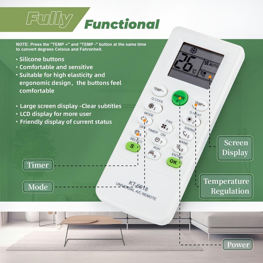 Universal AC Remote Control - 6000 in 1 LCD A/Conditioning Controller for Mul...