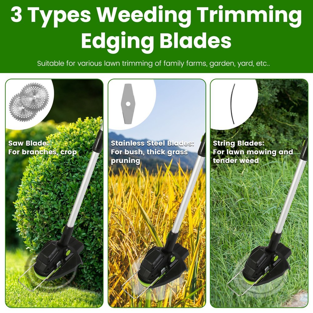 Cordless Electric Brushless Cutter Lawn Edger Grass String Trimmer
