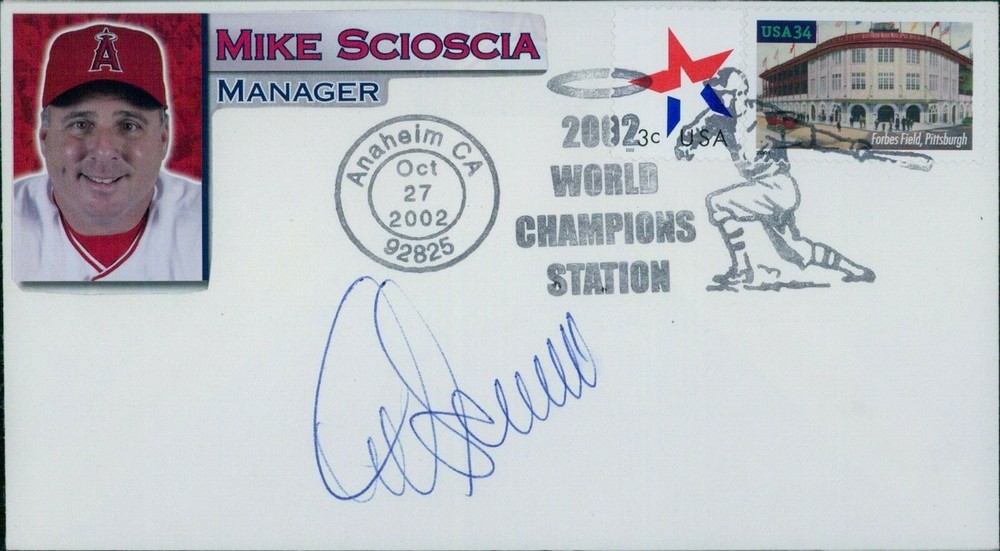 Mike Scioscia Anaheim Angels Signed Cachet Envelope JSA Authenticated