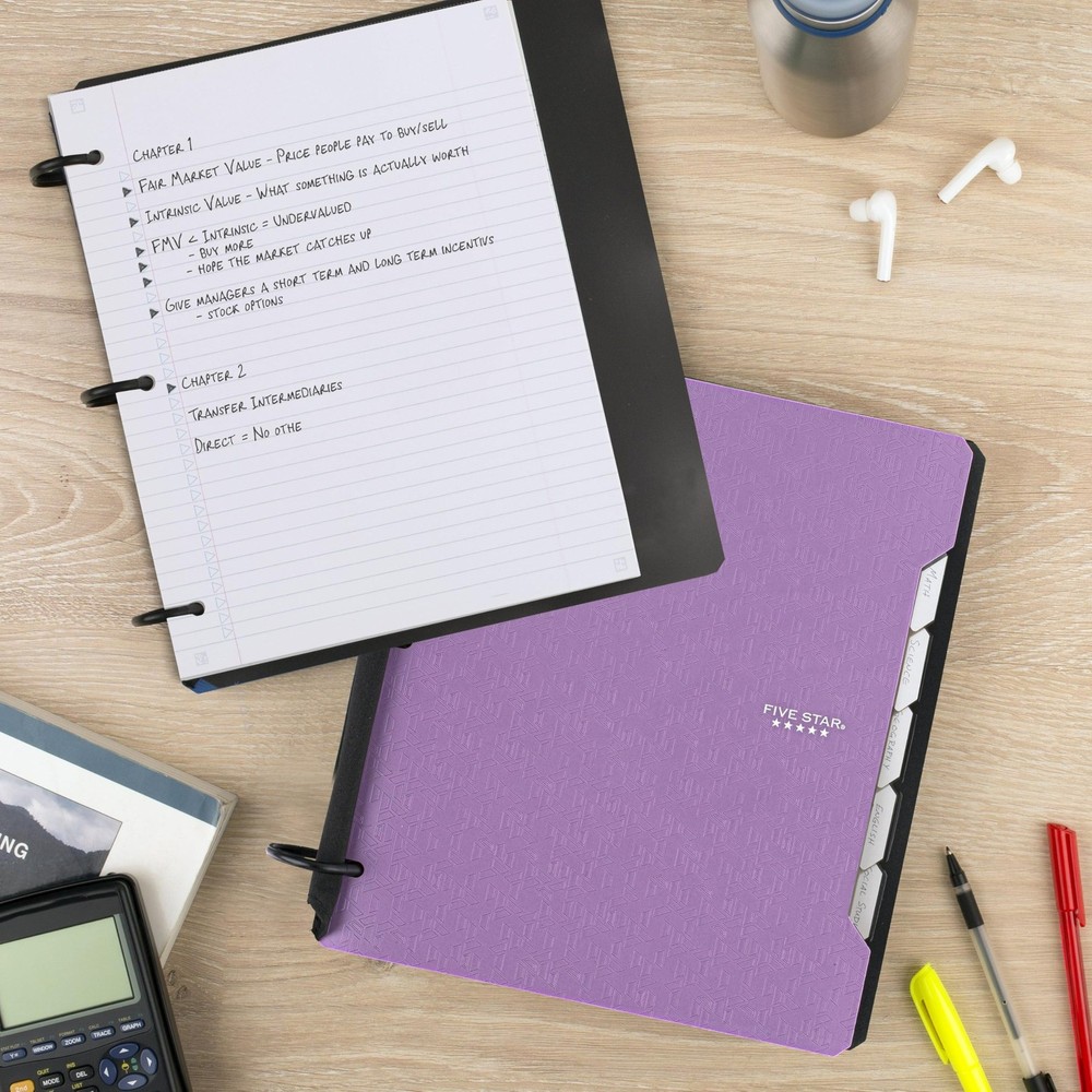 Five Star Flex Refillable Notebook + Study App, 1 Pack, Amethyst Purple