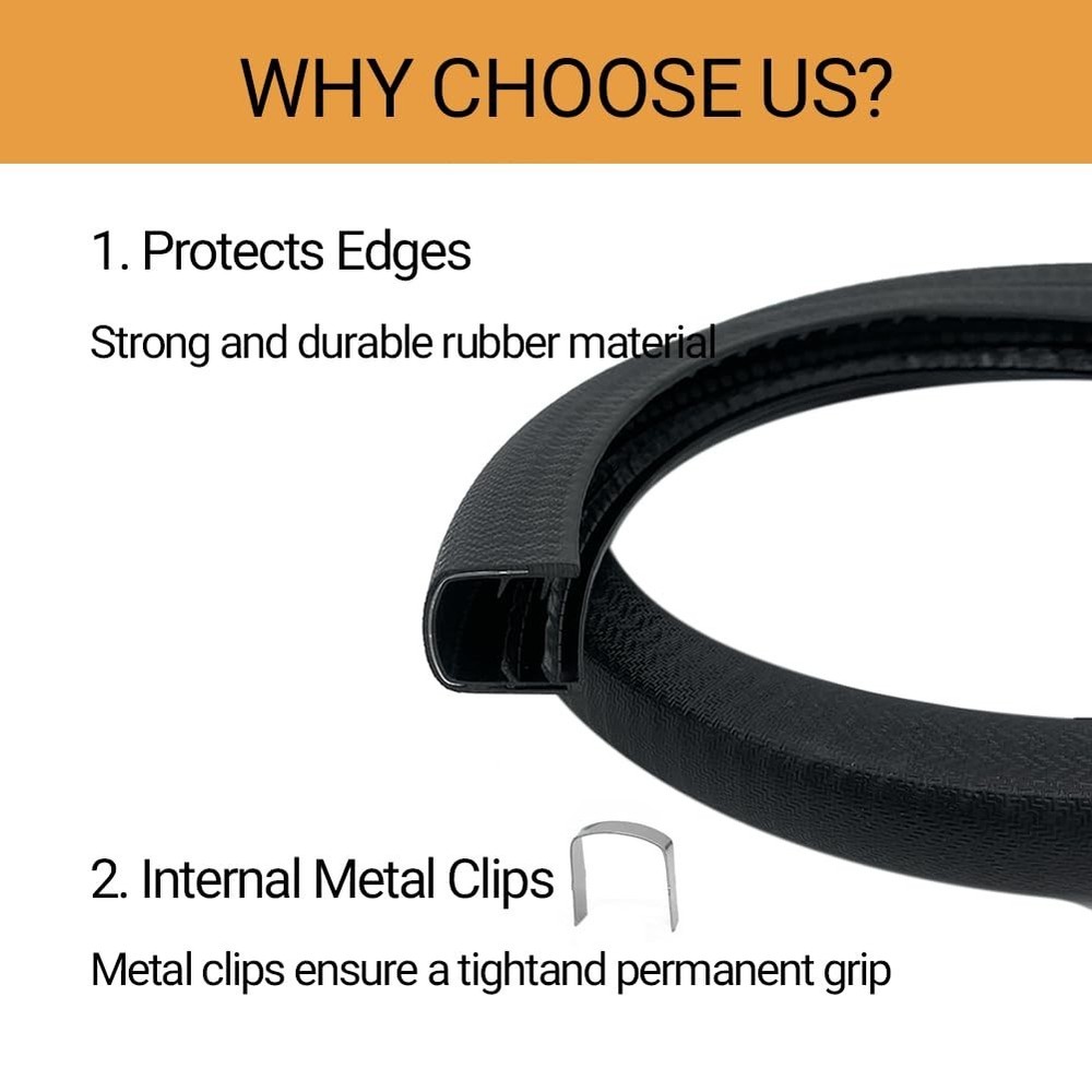 U-Shape Edge Banding-Fits 1/2" Edge,Rubber Trim for Sharp/Rough Surfaces, (20FT)