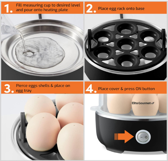Egg Cooker Electric 7-Egg Capacity, Hard-Boiled Egg Cooker with Auto Shut-Off