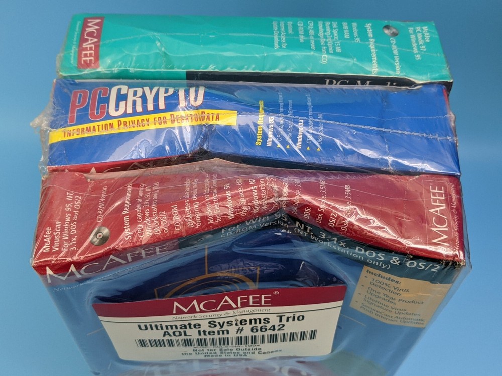 McAfee 3 Pack VirusScan, PC Crypto, PC Medic 97: CD 3.5” Software / VTG 1997 NEW