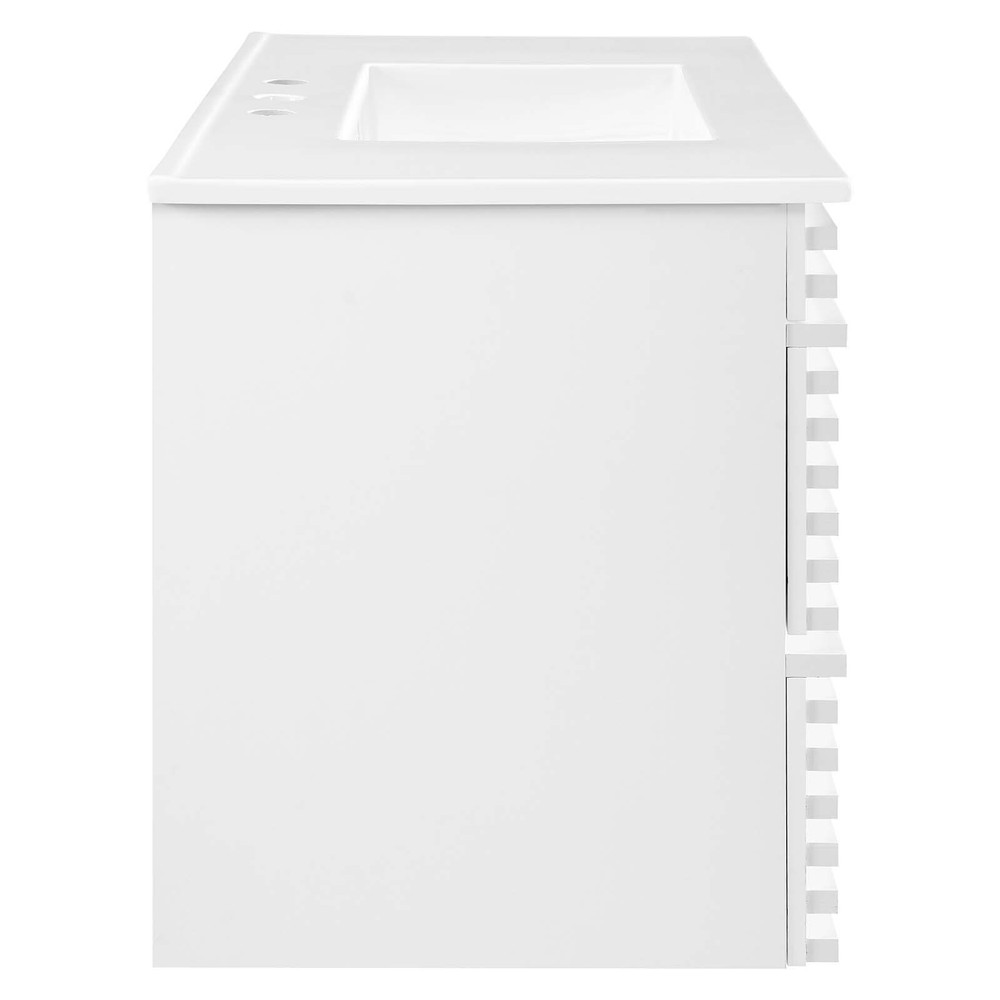 Modway Render 36" Wall-Mount Bathroom Vanity in White White