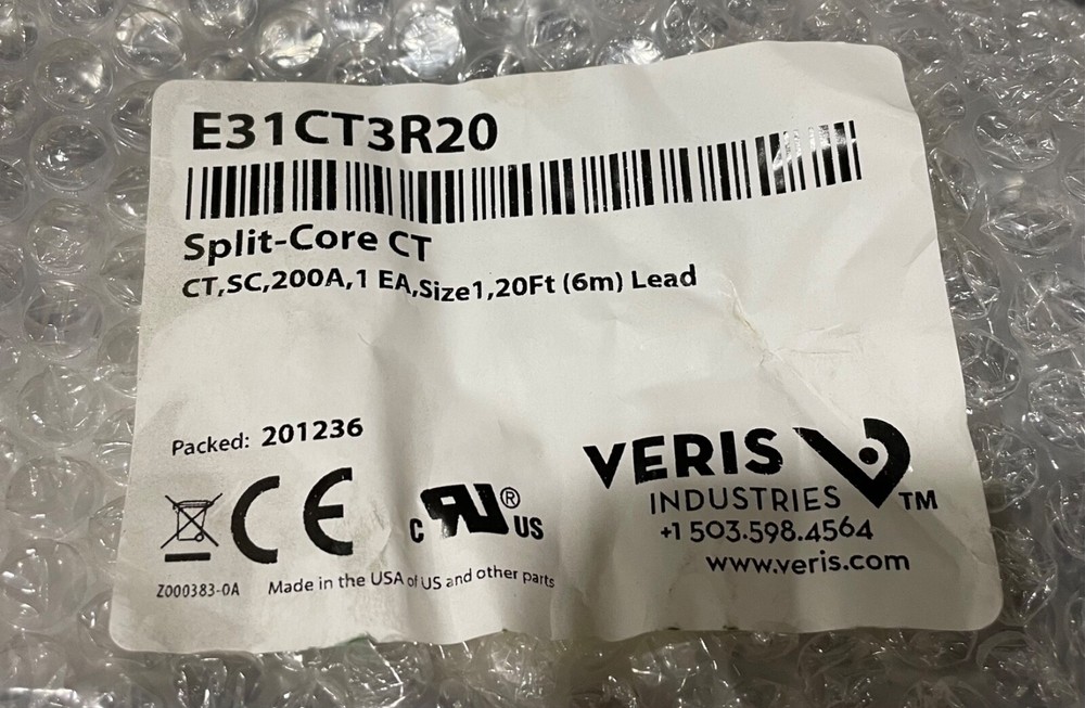 Veris Split-Core Current CT E31CT3R20 new