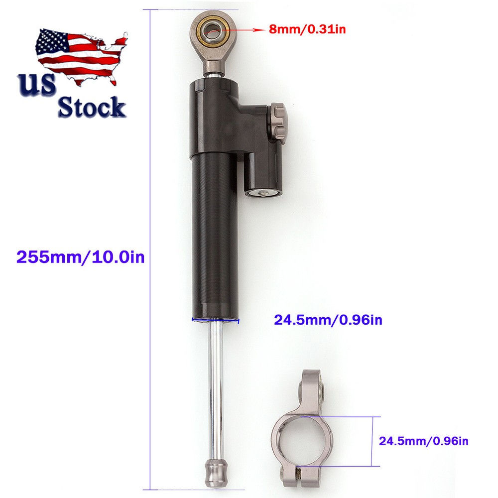 CNC Black&Gray Motorcycle Adjustable Steering Damper Stabilizer Top Universal