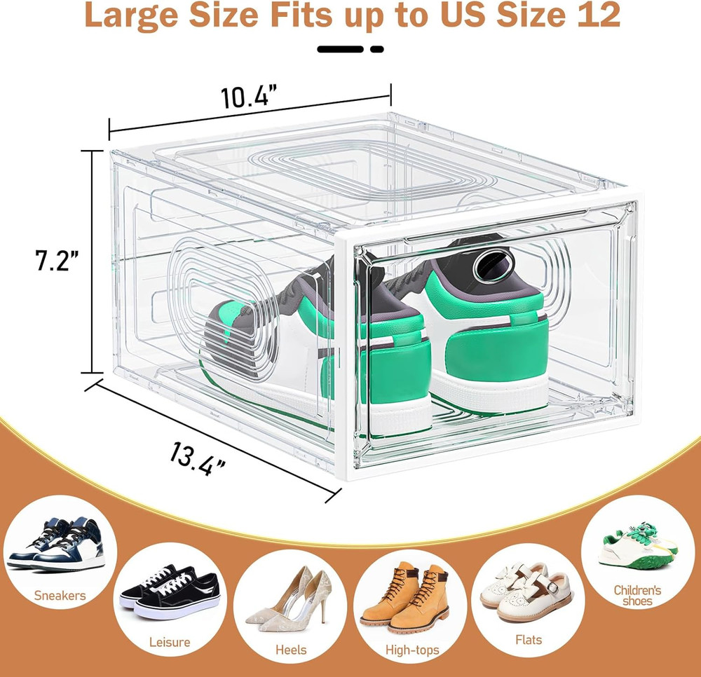 10 Pack Thicken Shoe Organizer Stackable,Upgraded Sturdy Shoe Storage Box with M