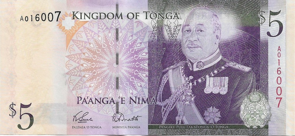 TONGA 2008 Pa'anga $5 A0 P39 UNC