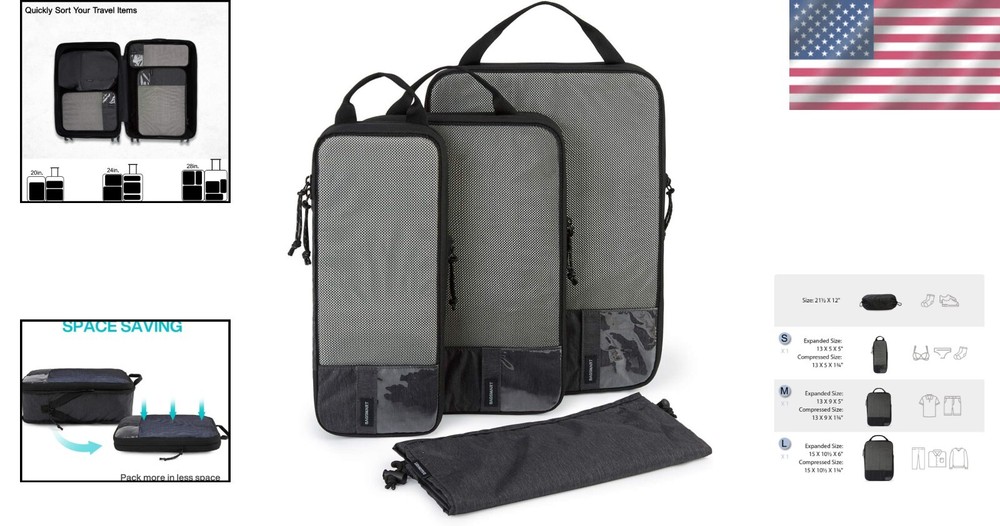 2 Set Compression Packing Cubes - Lightweight Travel Essentials for All Types