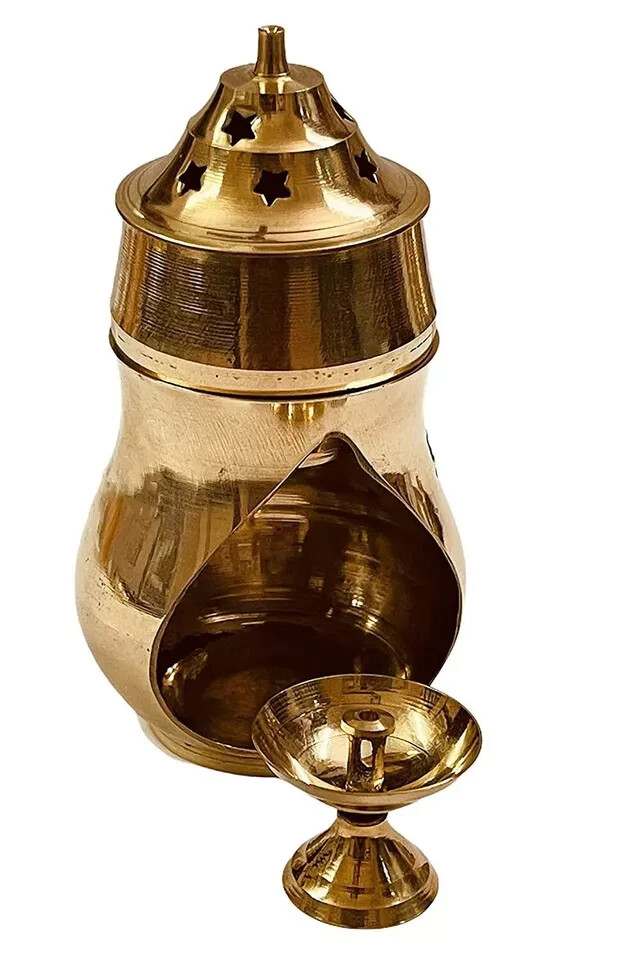 Brass Camphor Aroma Incense Burner Lamp / Brass Diya 1 Pcs Diffuser with Diya