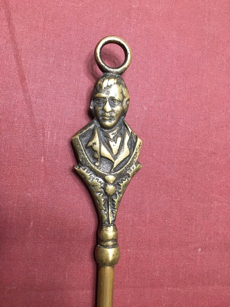 Vintage Unique 21" Victorian Brass Fireplace Tool W/ Forked Deadhead Claw